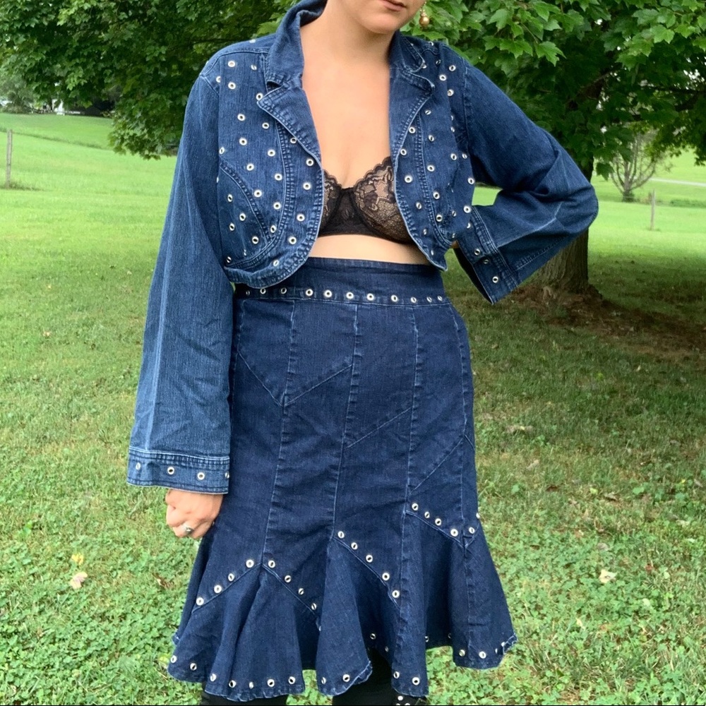 Y2K Denim plus size denim mermaid skirt and jacket
